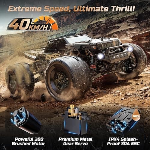 DEERC 9309E All Terrain Fast RC Cars for Adults 40KPH,4WD Electric Off-Road Remote Control Monster Truck,2.4Ghz High Speed Car,Waterproof Monster Truck with 2 Batteries for Boys & Kids thumbnail 3
