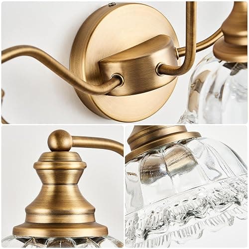 XIEDUN Vintage Bathroom Vanity Light Fixture 3 Lights Vanity Lighting Matte Antique Brass Vanity Light for Bathroom thumbnail 7