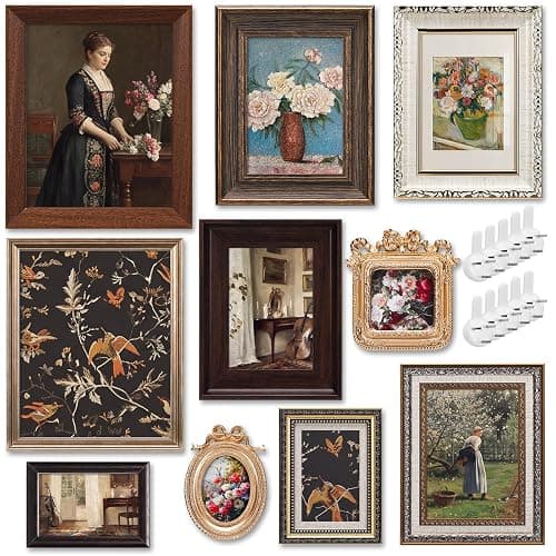 Qunclay 10 Pack Vintage Picture Frames Wall Ornate Antique, Classic Style | 8x10 5x7 4x6 Sizes, French Country Set for Gallery Wall, Bedroom Living Room Tabletop, Ornate Antique Design, No Photos - Image 1