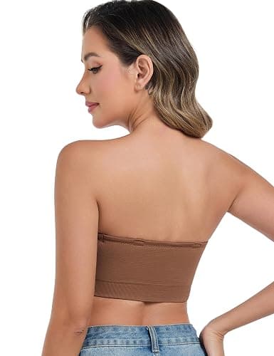 ANGOOL Strapless Bras for Women Wirefree Non-Slip Tube Top Invisible Bralette Seamless Padded Bandeau Bra thumbnail 5