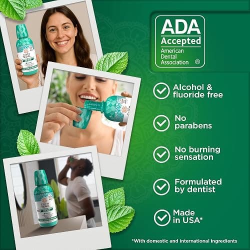 GuruNanda Fresh Breath Mouthwash, ADA-Accepted, Alcohol & Fluoride-Free, Sodium Chlorite, Essential Oils & Vitamins, 12-Hrs Fresh Breath, Wild Mint, 16 oz - 2 Pack thumbnail 7