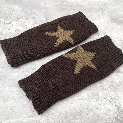 yolrdiw Women's Therian Star Fingerless Gloves Wrist Length Knitted Mitten for Y2K Emo Grunge Punk Goth Accessories thumbnail 3