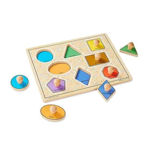 Melissa & Doug Deluxe Jumbo Knob Wooden Puzzle - Geometric Shapes (8 pcs) - Image 1