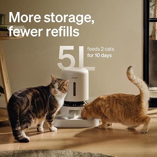 PETLIBRO 5L Automatic Cat Feeder for 2 Cats, 5G&2.4G Wi-Fi Programmable Cat Food Dispenser with Dual Stainless Steel Bowls, Airtight Lock Fresh Technology, Low Food Sensor thumbnail 8
