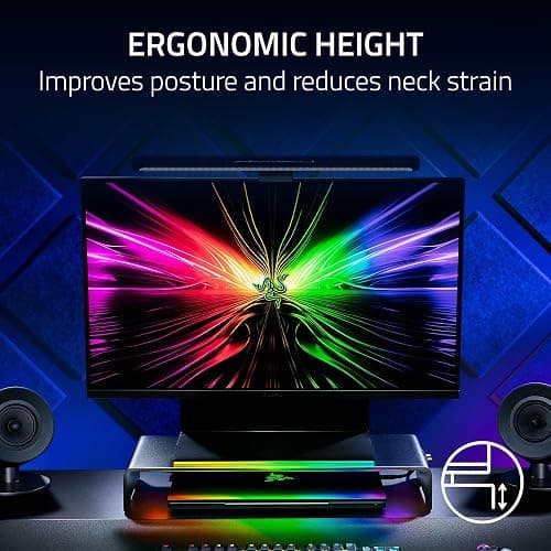Razer Monitor Stand Chroma: 4 Port Hub - USB A 3.2, USB C 3.2, HDMI 2.0 - Ergonomic Height - Durable Aluminum Supports Up to 44 lbs - Organize Storage Shelf - Remappable RGB Buttons - Chroma RGB thumbnail 3