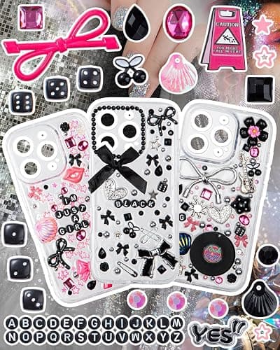 Junk Phone Case Charms Kit,Charms for Junk Cases,Kawaii Bow, Letter Beads, Nail Accessories, Flatback Resin, Cute Aesthetic Big Decor for Personalization thumbnail 5