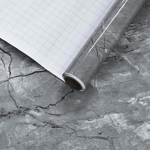 HOLOMEY Gray Marble Contact Paper for Countertops Waterproof Marble Peel and Stick Wallpaper Removable Self-Adhesive Granite Vinyl Wrap Roll for Kitchen Bathroom Sink Table Darwer Locker 16x118 inch - Image 1