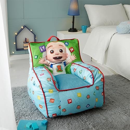 Idea Nuova Cocomelon Kids Mink Plush Bean Bag Chair with Piping & Top Carry Handle thumbnail 3