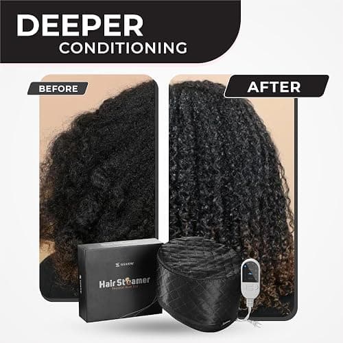 Hair Steamer For Natural Hair Home Use w/10-level Heats Up Quickly, Heat Cap For Deep Conditioning - Thermal Heat Cap For Black Hair, Great For Deep Conditioner (Black) thumbnail 2