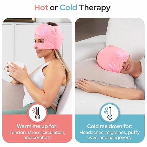 Migraine Relief Cap with Eye Holes - Upgraded 360° Cooling Gel Headache Relief Hat - Ice Mask for Hangover, Stress, Tension - Still Function & Watch TV - Gifts for Women Men - FSA Eligible HSA thumbnail 5