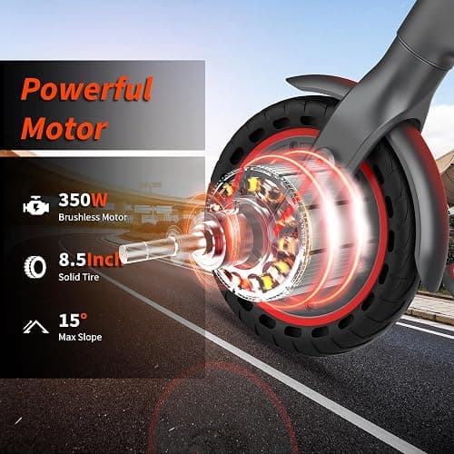 VOLPAM Electric Scooter, 350W/500W/800W/1000W/250W Powerful Motor & 19/22/ 9 MPH Top Speed, 16-28-10 Miles Long Range, Folding E Scooter Choice thumbnail 5