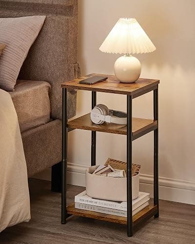 VASAGLE Side Table, Small End Table, Tall Nightstand for Living Room, Bedroom, Office, Bathroom, Rustic Brown and Classic Black ULET273B01 thumbnail 4
