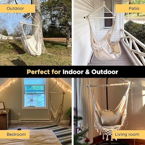 MIZTLI Hammock Chair Swing Indoor Hammock for Bedroom - Max 500 Lbs－Steel Spreader Bar with Anti-Slip Rings-Indoor & Outdoor thumbnail 6