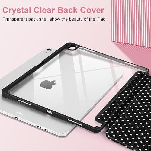 MEEgoodo Case for iPad Air 13 inch 2026(M4) / 2025(M3) / 2024(M2), Tablet Cases with Transparent Acrylic Back Shell, Cover with Pencil Holder + Auto Wake/Sleep + Trifold Stand, White Polka Dot thumbnail 5