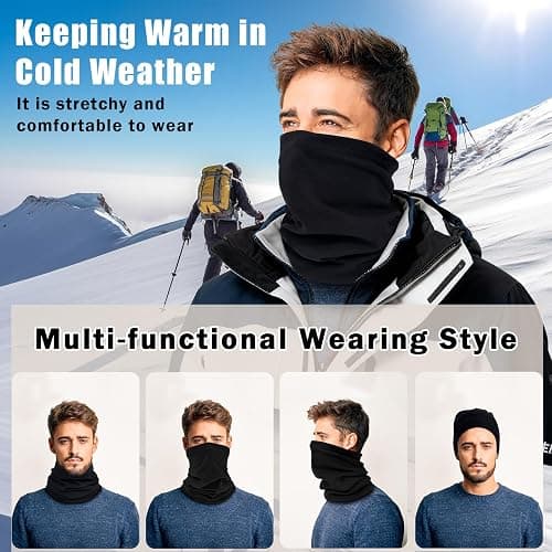 MOBUR 2 Pack Winter Neck Gaiter, Neck Warmer Face Scarf, Windproof Face Mask Cover Cold Weather Scarf for Men and Women thumbnail 4