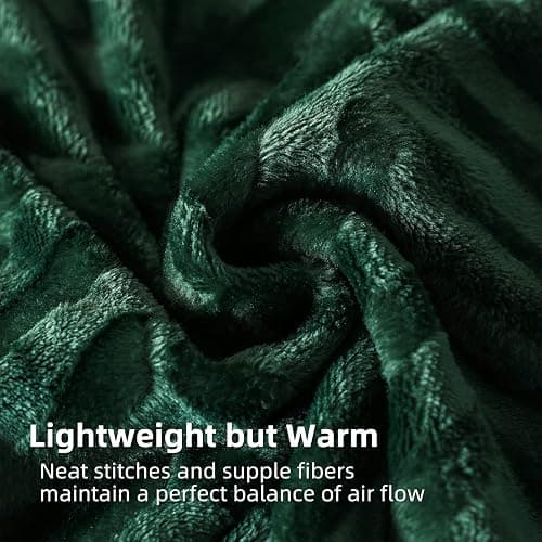 Whale Flotilla Flannel Fleece Bed Blanket Queen Size, Emerald Green | Lightweight Breathable Soft Bedspread, Plush Fluffy Coverlet Chevron Design Decorative Blanket for All Season, 90x90 Inch thumbnail 5