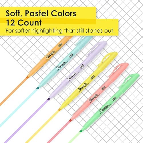 Sharpie Pocket Highlighters, Mild Pastel Colors, Assorted, Chisel Tip, 12 Count - School, Home, and Office Use, Teacher Supplies - Pastel thumbnail 3