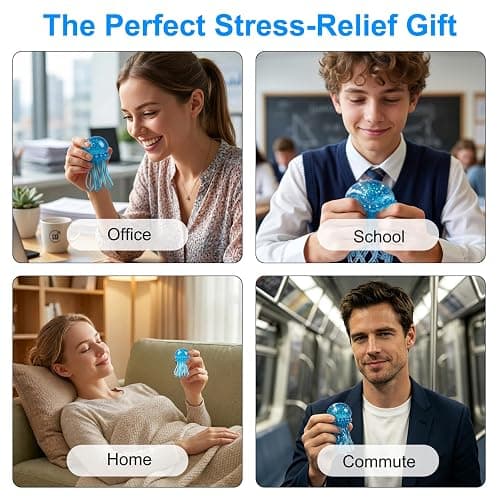 Jellyfish Squishy Fidget Toys, Soft TPR Stress Relief Ball with Wiggly Tentacles, Squishy Anxiety Relief Grip Toy for Adults, Portable Sensory Squeeze Toy for Office School Travel (Blue) thumbnail 8