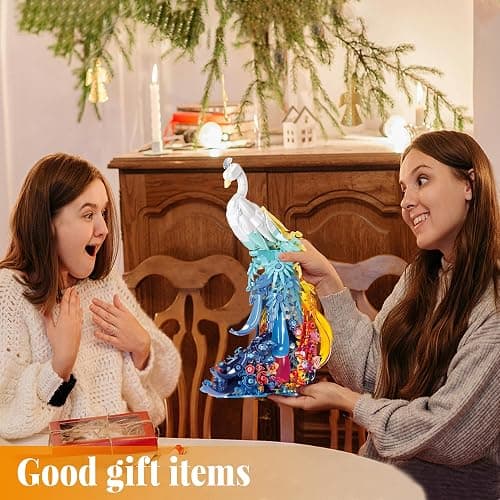 ZONECYTD Peacock Building Sets Animal with Flowers Art and Light for Girls Women Adults Home Decor Collection thumbnail 2