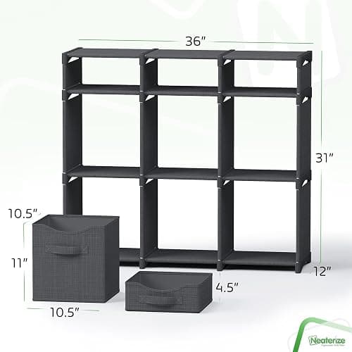 Cube Storage Organizer with Storage Bins Included - The Perfect Closet Organizers and Storage Solution. Includes 9 Storage Cubes, Great For Toy Storage, Closet Storage, Clothes Storage (Dark Grey) thumbnail 3