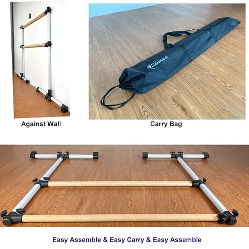 MARFULA 4 Ft Portable Wood Ballet Barre Ballet Bar Dance Barre Freestanding with Carry Bag thumbnail 7