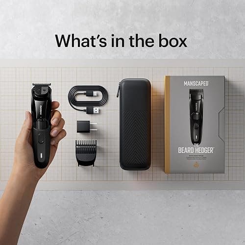 MANSCAPED® The Beard Hedger® Premium Men's Beard Trimmer, 20 Length Adjustable Blade Wheel, Stainless Steel T-Blade for Precision Facial Hair Trimming, Cordless Waterproof Wet/Dry Clipper thumbnail 8