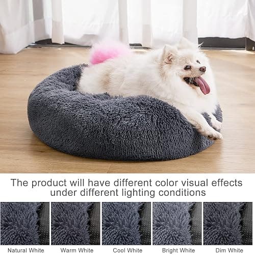 MIXJOY Orthopedic Dog Bed Comfortable Donut Cuddler Round Pet Beds Ultra Soft Washable Dog and Cat Cushion Bed (20''/23''/30'') (30'', Grey-Blue) thumbnail 2