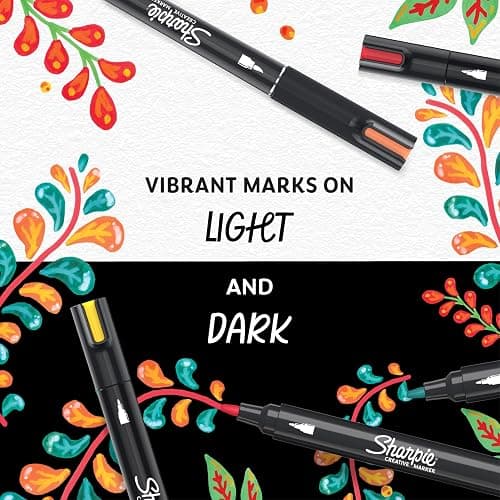 Sharpie Creative Markers, Water-Based Acrylic, Brush Tip, Assorted Colors, 12 Count – Arts & Crafts, Kids Activity, School Classroom; Works on Paper, Metal, Wood, Ceramic, Glass, Rock, Canvas thumbnail 5
