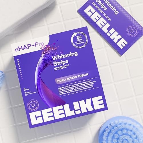 CEELIKE Teeth Whitening Strips (21 Treatments/42 Strips) - Peroxide-Free Whitening Kit with Hydroxyapatite, Enamel Safe + Cheek Retractor, Easy 3-Step at-Home Teeth Whitening for Deep Stain Removal thumbnail 7