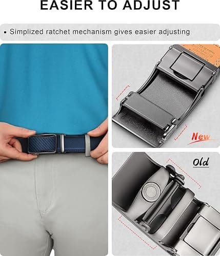 KEMISANT Mens Ratchet Belt 2 Units,Sliding Belt For Gift Mens Dress Casual 1 3/8",Size Adjustable thumbnail 4