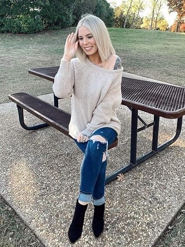 BTFBM Women Casual Long Sleeve Fall Sweaters Off The Shoulder Sweater | Crew Neck, Solid Color, Soft, Cozy, Ribbed Knitted, Oversized Sweater, Chunky Pullover,Fall Outfits,Loose Fit Jumper thumbnail 7