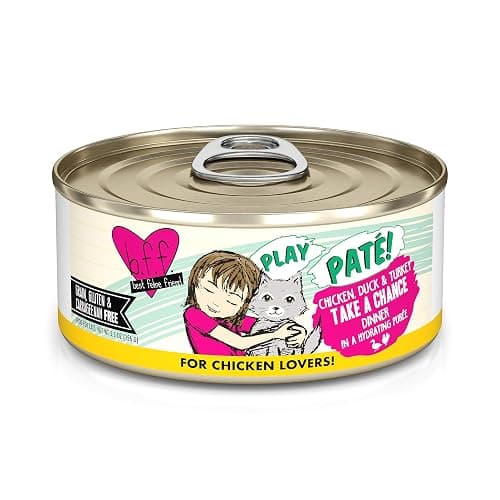Weruva B.F.F. Play - Best Feline Friend Paté Lovers, Aw Yeah!, Chicken, Duck & Turkey Take a Chance with Chicken, Duck & Turkey, 5.5oz Can (Pack of 8) - Image 1