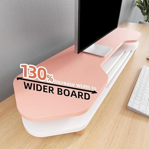 AFOOYO 2 Tier Dual Monitor Stand Riser,Wider Board Computer Monitor Stand for 2 Monitors,Slot For Phone/Tablet Office Desktop Organizer for Laptop,PC,Computer,Printer,Pink thumbnail 4
