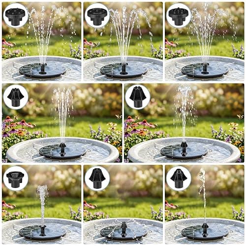 Mademax Solar Bird Bath Fountains, Upgrade 1.4W Solar Fountain Pump with 8 Nozzles & 4 Brackets, Free Standing Floating Solar Powered Water Fountain Pump for Bird Bath, Garden, Pond, Pool, Outdoor thumbnail 5