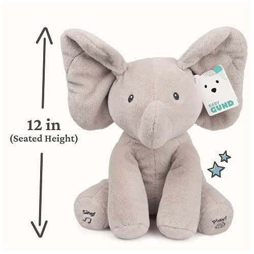 GUND Baby Animated Flappy The Elephant Plush, Singing Stuffed Animal Baby Toy for Ages 0 and Up, Gray, 12" thumbnail 3
