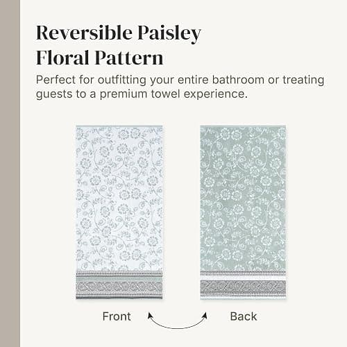 Modern Threads Ophelia 6-Piece 100% Cotton Towel Set – Reversible Yarn Dyed Jacquard & Solid – Includes 2 Bath Towels, 2 Hand Towels, 2 Washcloths – Absorbent, Quick Dry, Soft & Durable – Sage Green thumbnail 6