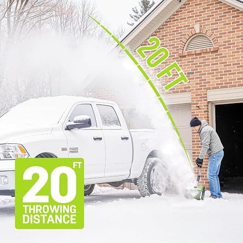 STEELITE 21V Cordless Snow Shovel, 12" Electric Snow Shovel with Directional Plate, 4.0Ah Battery & Charger, 20FT Throw Distance, 300lbs/min Snow Removal, Lightweight 9.9lb for Driveway & Steps thumbnail 2