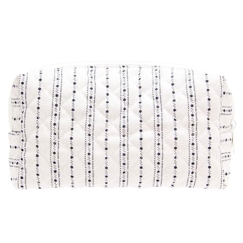 PAZIMIIK Vintage Quilted Makeup Bag Cosmetic Pouch for Brushes Pencils and Travel Make Up Accessories for Women and Girls Star Line - Image 1