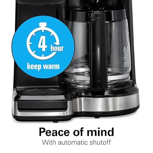 Hamilton Beach 2-Way 12 Cup Programmable Drip Hot and Iced Coffee Maker & Single Serve Coffee Machine, AquaFlow Showerhead Evenly Saturates Grounds, Glass Carafe, Auto Pause and Pour, Black (47500J) thumbnail 9