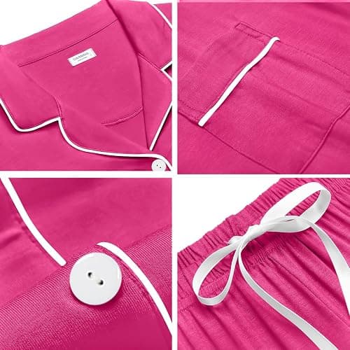 SWOMOG Womens Button Down Pajamas Set Short Sleeve Sleepwear Bride Soft Pj Lounge Sets XS-3XL thumbnail 5