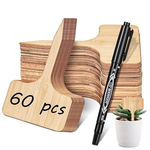 Homenote Bamboo Plant Labels 60Pcs Plant Tags for Seedling T-Type Tags for Plants Outdoor Garden Markers Vegetable Seedling(2.36 * 4“) thumbnail 7