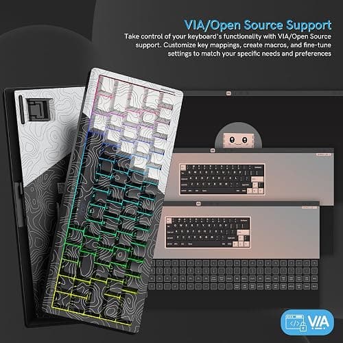 Womier Wireless Gaming Keyboard 60 Percent with QMK/VIA, Topographic Creamy Mechanical Key Board, RGB Custom Gasket Hot Swappable for Windows & Mac-POM Linear Switch (Q61) thumbnail 3