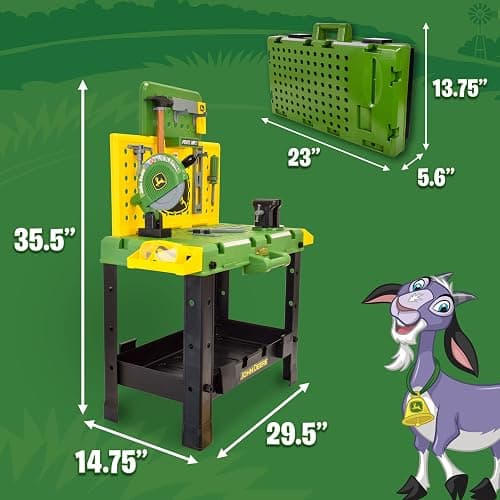 John Deere Kids Workbench, Power Tools Workshop, Build Your Own Toy Tool Box with 39 Realistic Toy Tools and Accessories, 5+ thumbnail 2