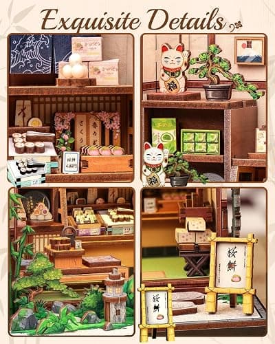 Cutefun Book Nook Kit - DIY Miniature House Kit for Adults, Teens and Beginners, Japanese Dessert Shop Booknook Tiny House Bookshelf Decor 3D Wooden Puzzles, Gifts for Friends and Family (Sweet Shop) thumbnail 6
