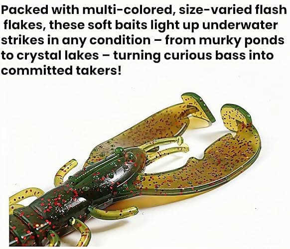 36 Pack TPR Floating Crawfish Soft Lures, 3 in - 1/8oz 6 Colors Realistic Soft Baits with Shrimp Scent for Bass Fishing thumbnail 6