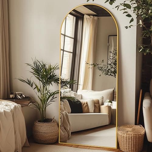 Homsion 58"x18" Full Length Mirror, Arched Full Body Mirror, Standing Hanging or Leaning Floor Mirror for Bedroom and Living Room, Gold thumbnail 5