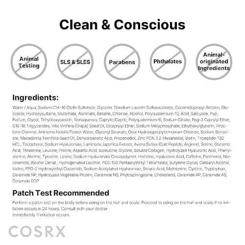COSRX PEPTIDE 132 Hair Bonding Shampoo, Dandruff Scalp Care, 6.76 fl oz | Daily Peptide Care, Strengthens Damaged, Brittle Hair, Itchiness, Flake Relief, All Hair Types, Korean Hair Care thumbnail 9
