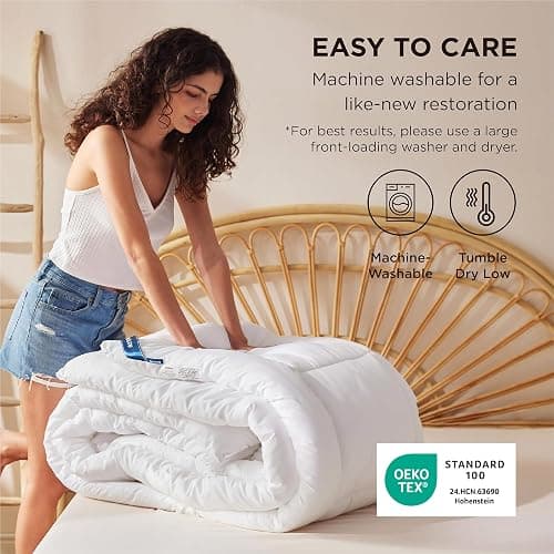 Bedsure Comforter Duvet Insert - Quilted Comforters King Size, All Season Duvet, GentleSoft Down Alternative Bedding, with 8 Tabs, Gifts for Women/Men, White, King 90 x 102 Inches thumbnail 5