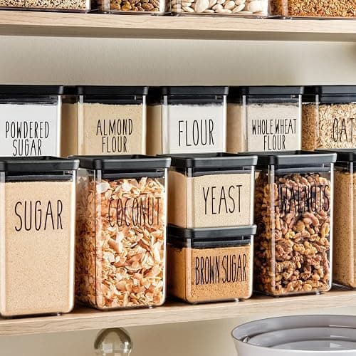 Talented Kitchen Kitchen Adhesive Labels - Waterproof Labels for Storage Bins - Pantry & Jar Stickers for Spices - Pack of 136, 2 x 3 in, Black Text on Clear Vinyl thumbnail 4