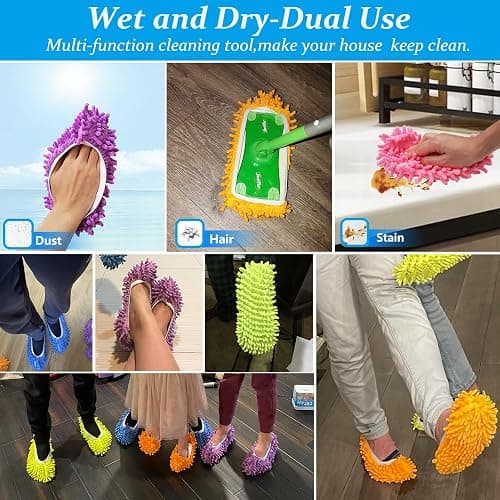 3 Pairs Shoes Cover Duster, Reusable Mop Slippers, Microfiber Dust Mops, Multi Purpose Floor Cleaning Shoes, Feather Duster for Bathroom, Office, Kitchen, House Polishing Cleaning thumbnail 7